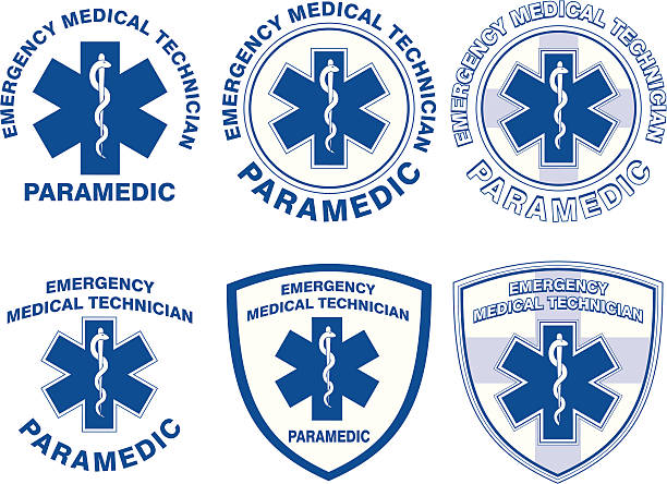 EMT Paramedic Medical Designs Illustration of six EMT or paramedic designs with star of life medical symbols. emergency services occupation stock illustrations