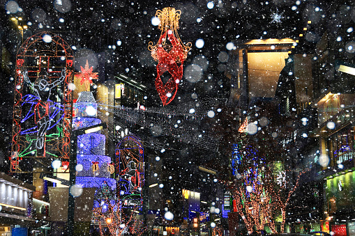 The night view of the Christmas festival in Nampo-dong, Busan, Korea