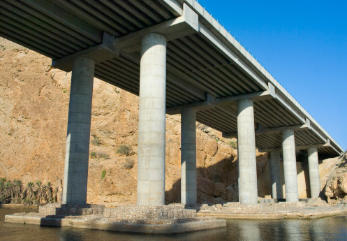 Modern bridge over river in Oman