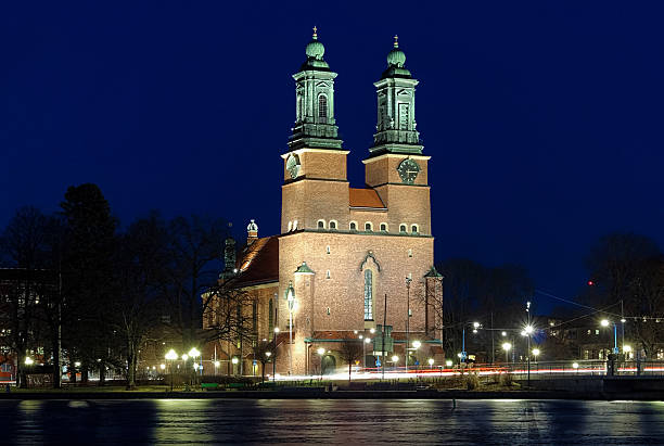 night view on cloisters church in eskilstuna - eskilstuna bildbanksfoton och bilder