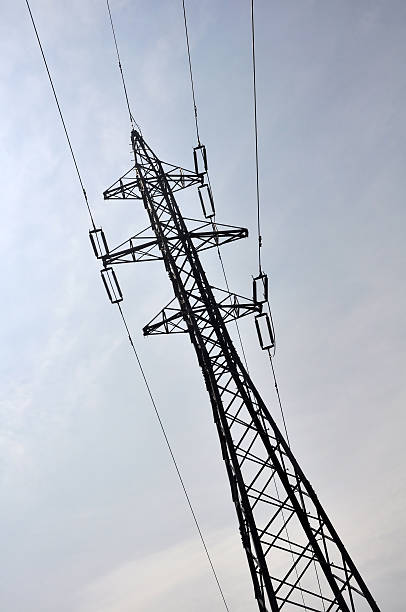 electricity pole stock photo