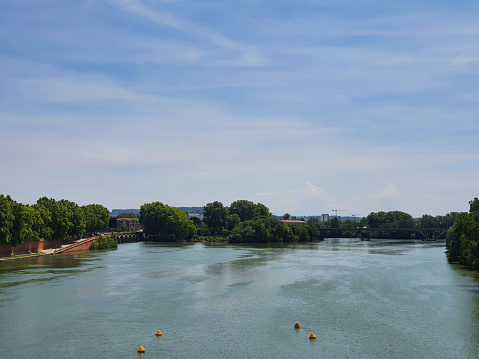 scenic view of the Garonne River Toulouse, France