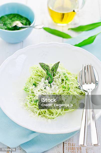 Pasta With Pesto Sauce Stock Photo - Download Image Now - Ramson, Pasta, Appetizer