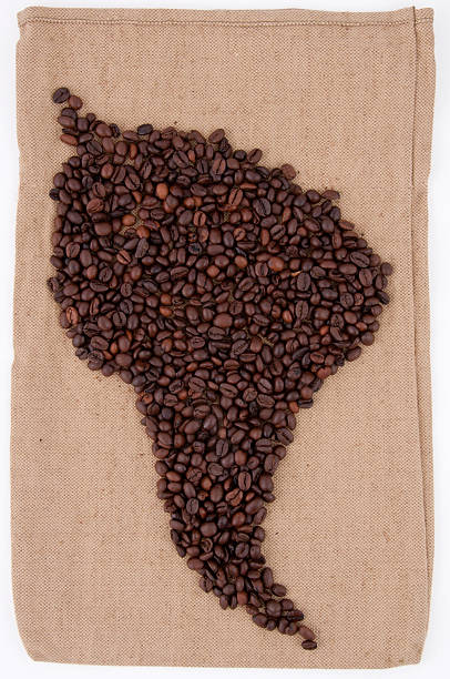 istock Coffee beans in a South America on brown bag. 177094044