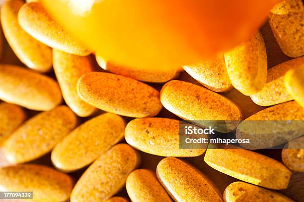 Vitamin Pills And Orange Stock Photo - Download Image Now - Beauty, Brown, Capsule - Medicine