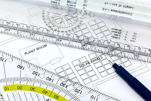 istock Solar panels drawing with pen and ruler 177094428