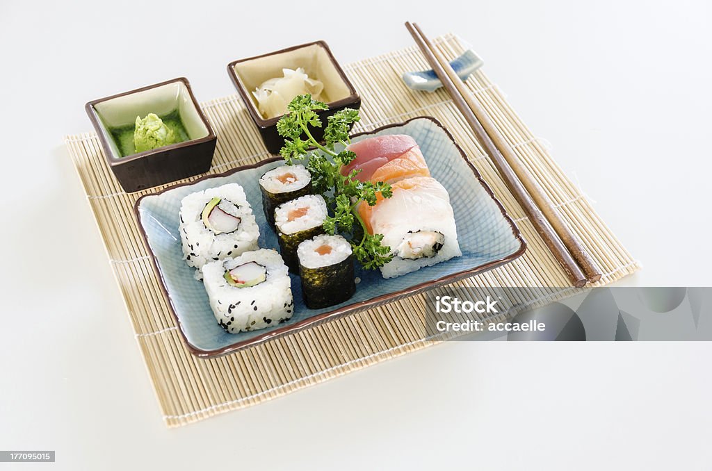 Sushi rolls Assorted sushi rolls in plate Appetizer Stock Photo