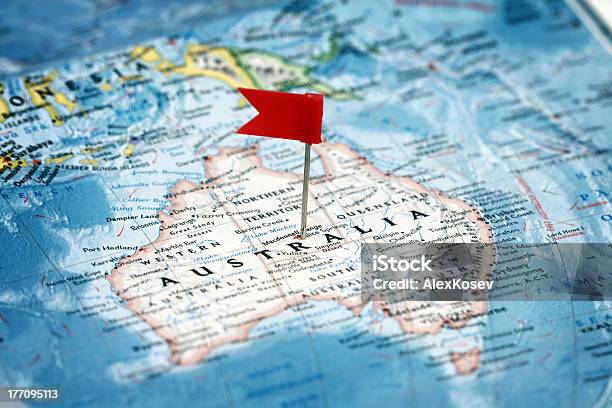 Flag Pointing Australia Stock Photo - Download Image Now - Australia, Map, Flag