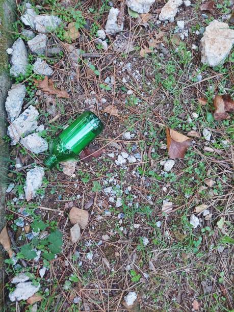 istock Green glass bottle on the ground 1770952153