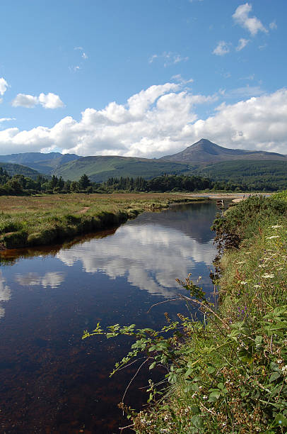 Goatfell, 스코틀랜드의 상징인 턴베리에서는 애런 섬 스톡 사진