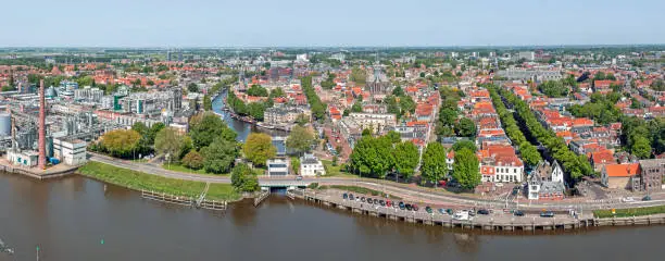 Photo of Aerial panorama from the historical city Gouda in the Netherlands