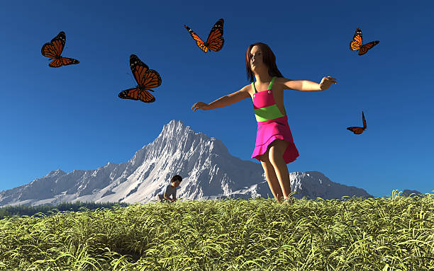istock Kids and butterflies. 177095951
