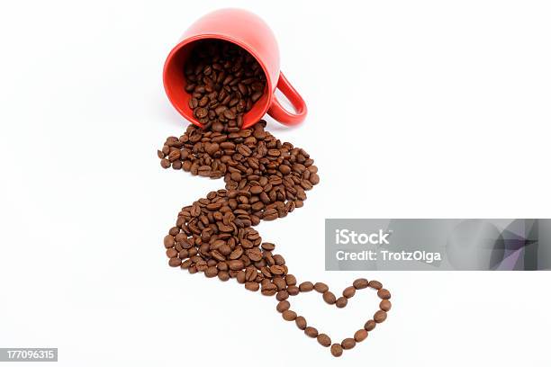 Heart Of The Coffee Beans From An Overturned Cup Stock Photo - Download Image Now - Brown, Chance, Coffee - Drink