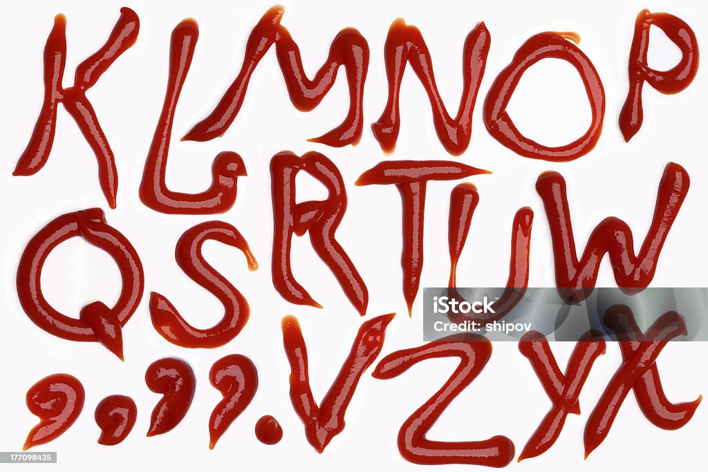 Tomaten ketchup alphabet - Lizenzfrei Ketchup Stock-Foto