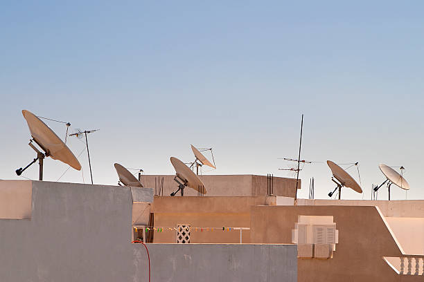 Satellite dishes on rooftop in tunisia