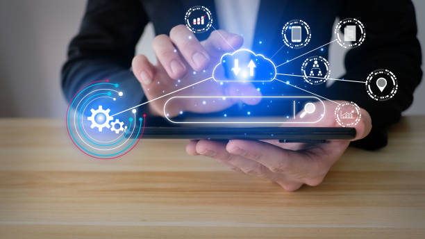 istock Man using laptop with mobile phone cloud diagram showing in hand cloud technology Data storage Concept of network and internet services 1770998966
