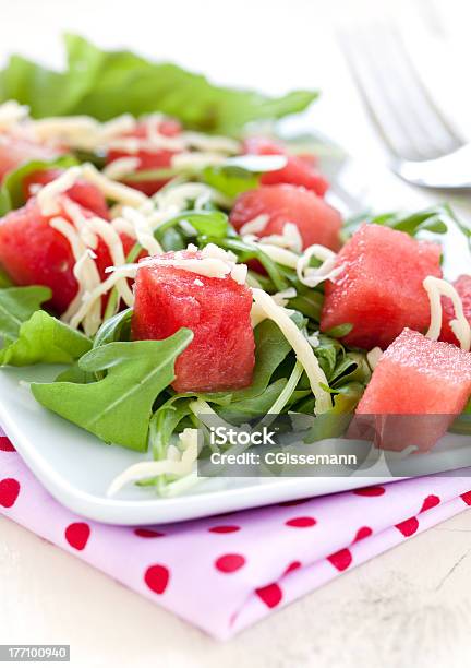 Watermelon With Rucola Stock Photo - Download Image Now - Appetizer, Arugula, Cheese