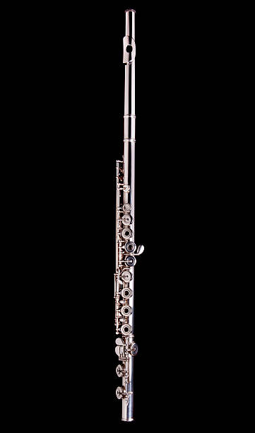 Silver Flute in black stock photo