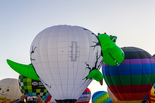 New York City, NY, USA- November 28, 2019: Snoopy Astronaut character balloon debuts in the Macy's Thanksgiving Day Parade.