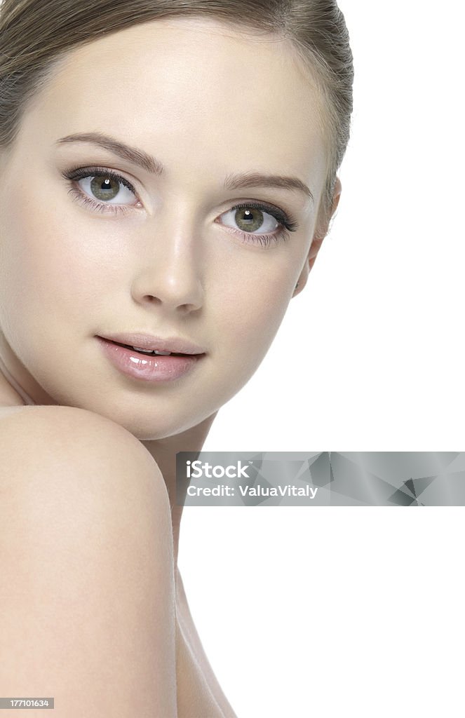 Face of sexy beautiful teen Face of sexy beautiful teen with fresh clean skin - isolated on white Adult Stock Photo