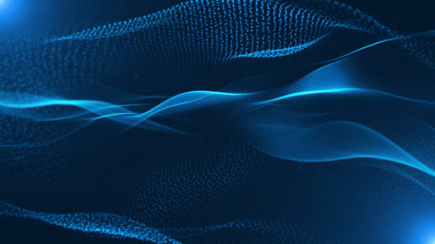 4K Blue beautiful themed particle form, futuristic neon graphic Background