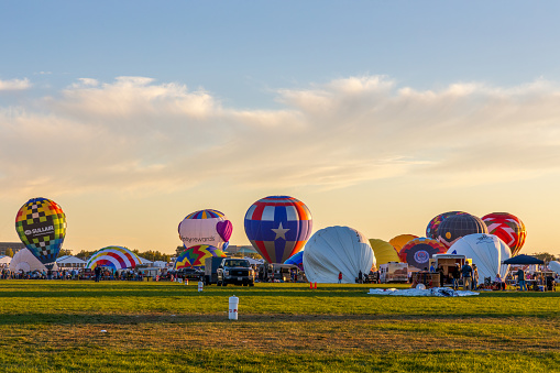 Albuquerque, New Mexico - October 7, 2023: International Hot Air Balloon Fiesta in Albuquerque, New Mexico. Nighttime glow show.