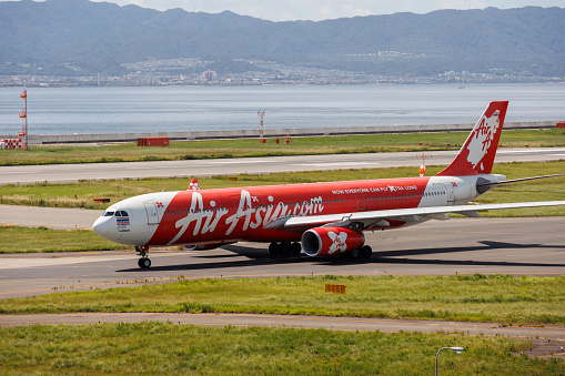 Osaka, Japan - September 1, 2023 : AirAsia Airbus A330 at Kansai International Airport in Japan.