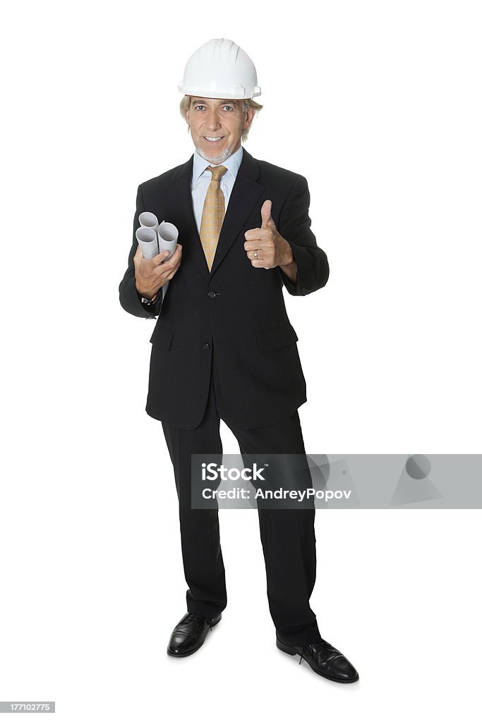 Старший Строительный рабочий давать большие пальцы вверх - Стоковые фото Активный пенсионер роялти-фри