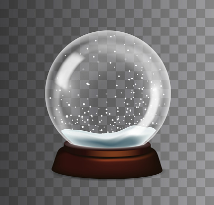 Vector realistic snow globe illustration isolated on dark background