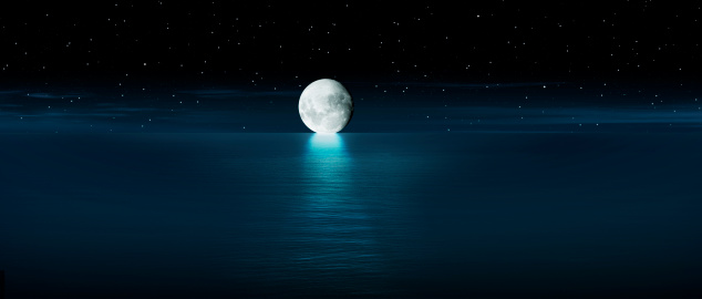 Moon over the ocean.