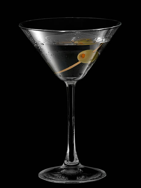 istock Cocktail with olive in martini glass 177104128
