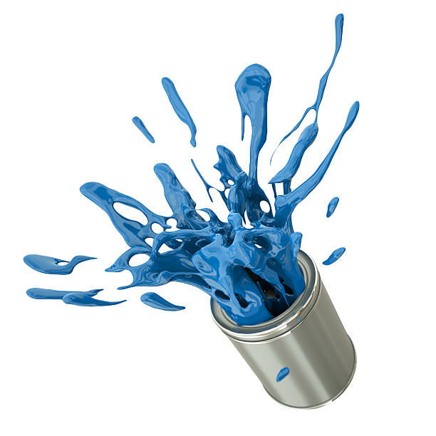 istock Blue paint splashing out of can 177104484