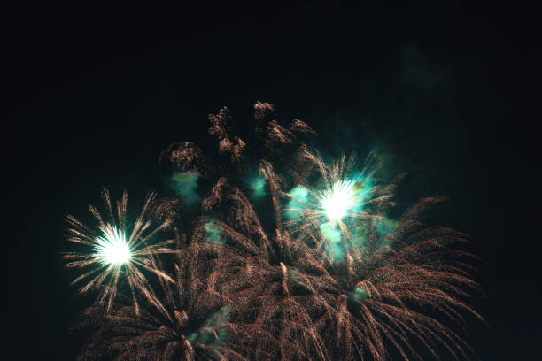 istock Beautiful colorful firework texture background, Low Angle View Of Firework Display Over Sea At Night 1771050186