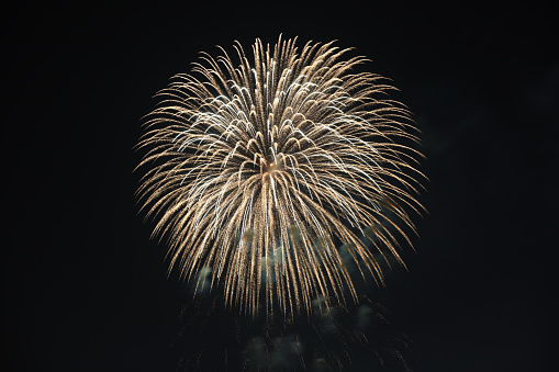 Beautiful colorful firework texture background, Low Angle View Of Firework Display Over Sea At Night