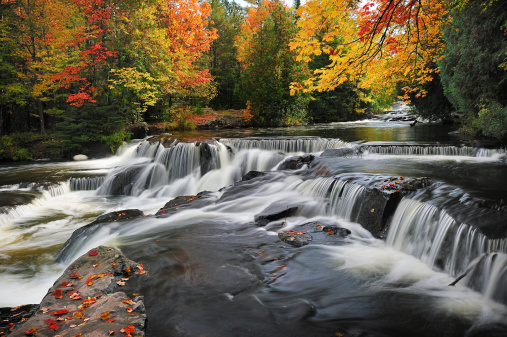 Autumn at Upper Michigan's beautiful Bond Falls.  One of the most popular Michigan Waterfalls