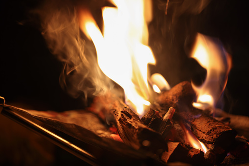 Healing campfire closeup