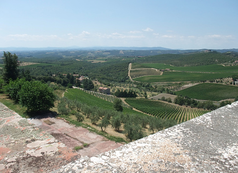 scenery around Gaiole seen from Castle of Brolio in the Chianti region of Tuscany in Central Italy