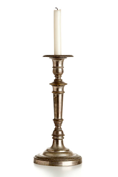 antique silver candlestick old silver plated candlestick isolated on white candlestick holder photos stock pictures, royalty-free photos & images