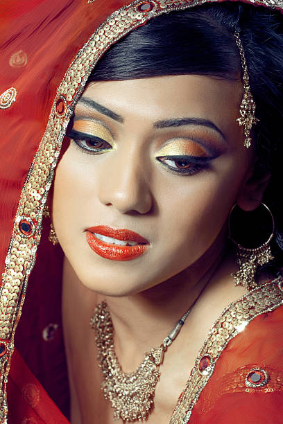istock Portrait of beautiful happy indian bride 177106643