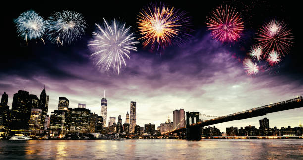 istock Happy New Year Fireworks on NYC. 1771072134