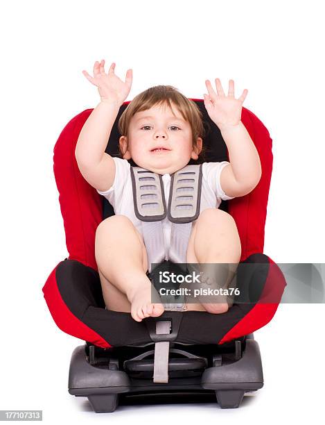 Happy Child In A Car Seat Stock Photo - Download Image Now - Car Safety Seat, Baby - Human Age, Humor