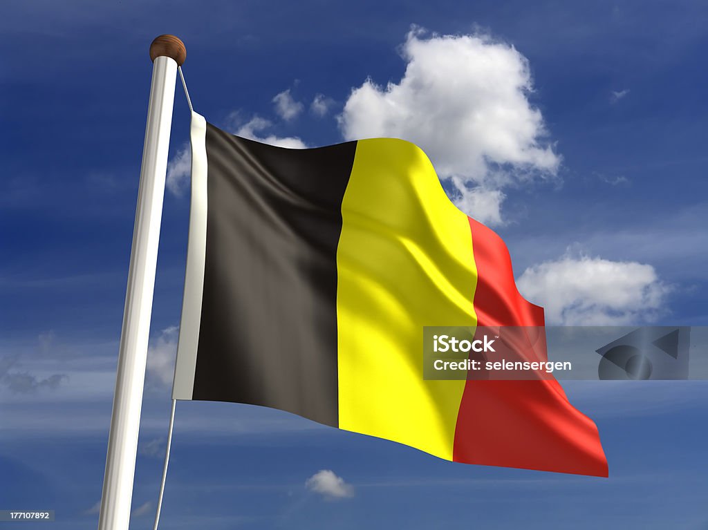 Bandera belga (con trazado de recorte - Foto de stock de Aire libre libre de derechos