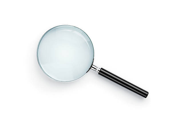 A magnifying glass with a black handle on white background Magnifying glass isolated on white background with clipping path for the glass loupe stock pictures, royalty-free photos & images