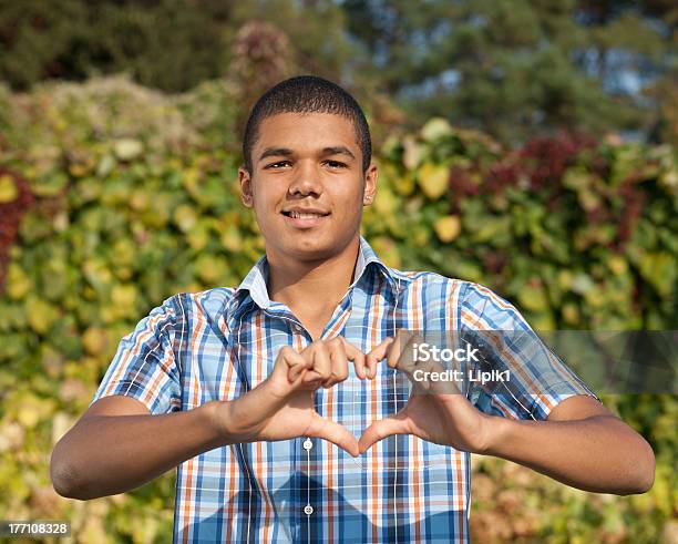 Young Man Show Love Sign Stock Photo - Download Image Now - Adult, Adults Only, African Ethnicity