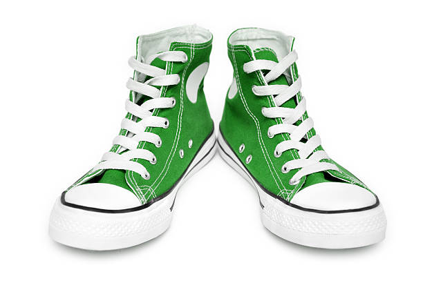 istock Pair of green sneakers on a white background 177108369