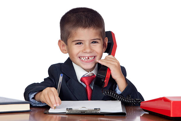 istock Little businessman talking on the phone 177108401