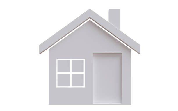 An isolated house mock up on white background. 3D Rendering
