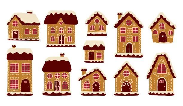 Vector illustration of Christmas Gingerbread Houses