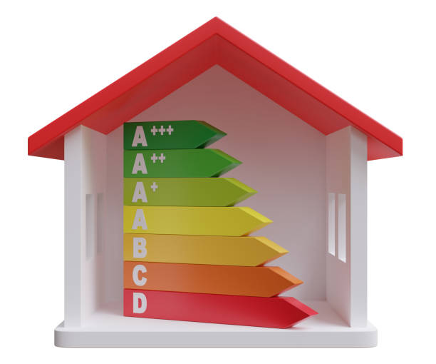 istock House with Energy Efficiency rating chart isolated on white, Green efficient home interior 1771094101