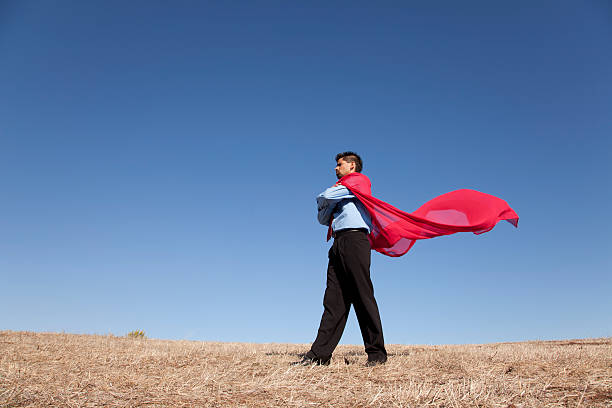istock Business man with red hero cape 177109944